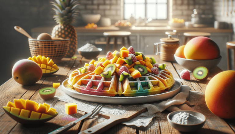 Gaufre arc-en-ciel fruits exotiques