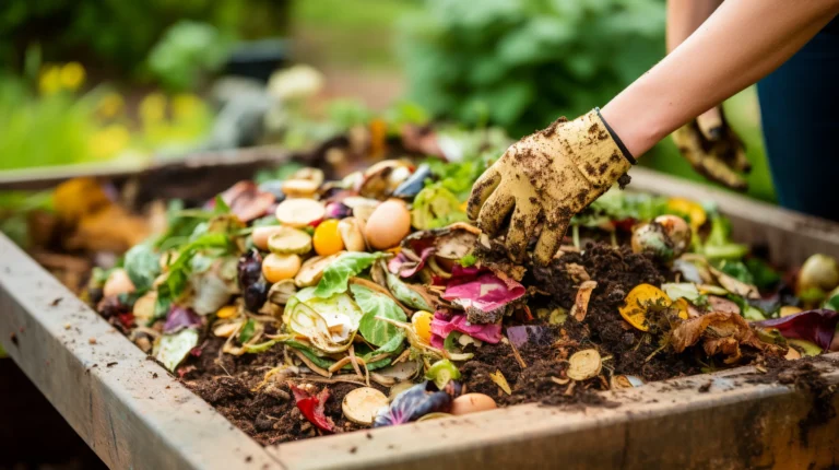 personne compostant des déchets alimentaires