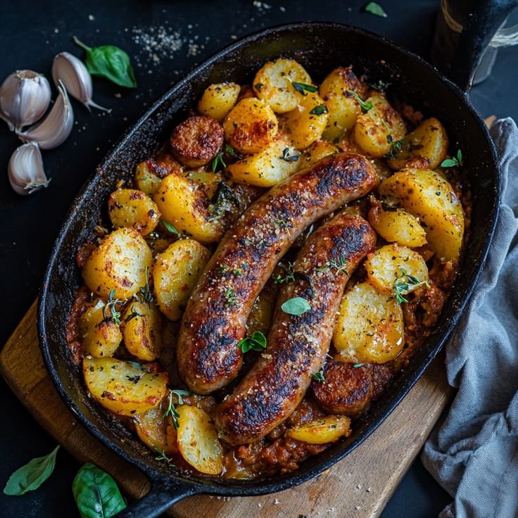 un plat de figatelli avec des pommes de terre ©pinterest.com