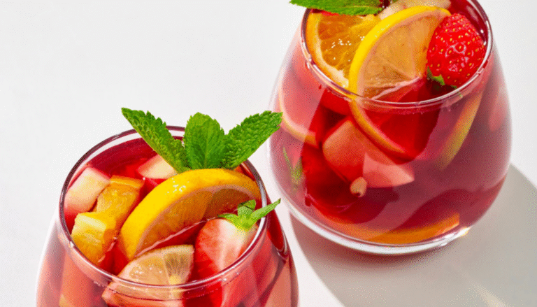 Verre de sangria fraîche aux fruits