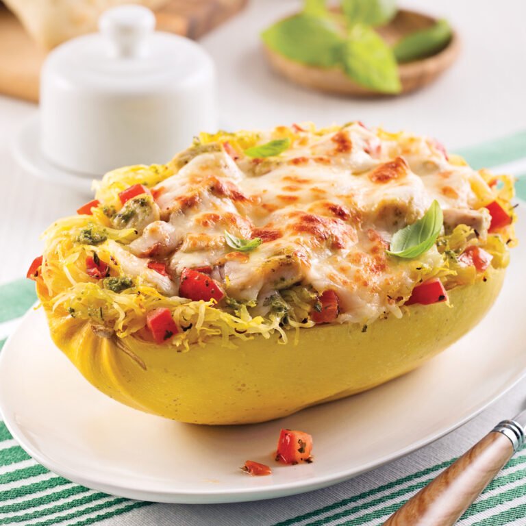 Courge spaghetti gratinée au four